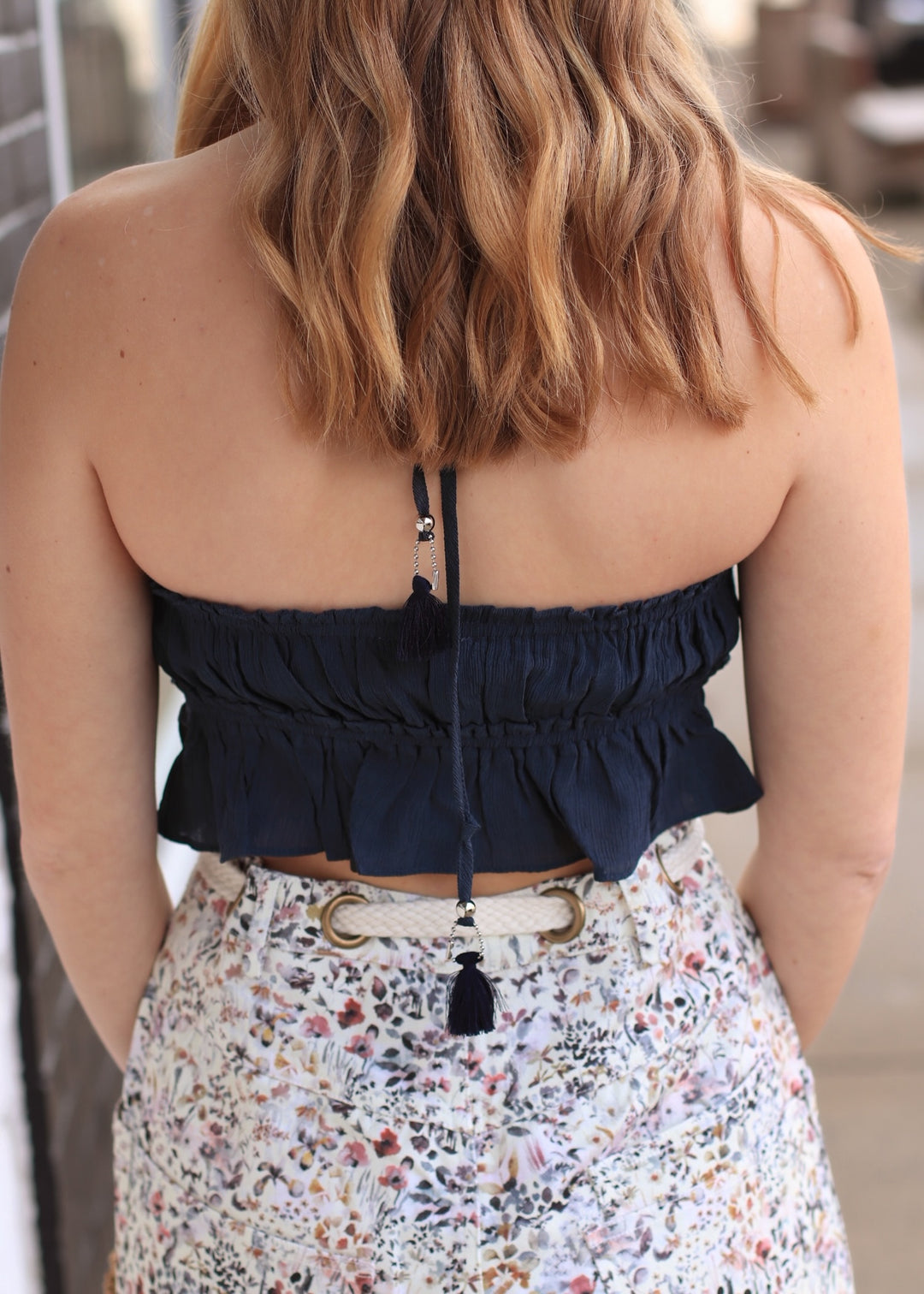 Endless Shore Open Back Smocked Halter Top