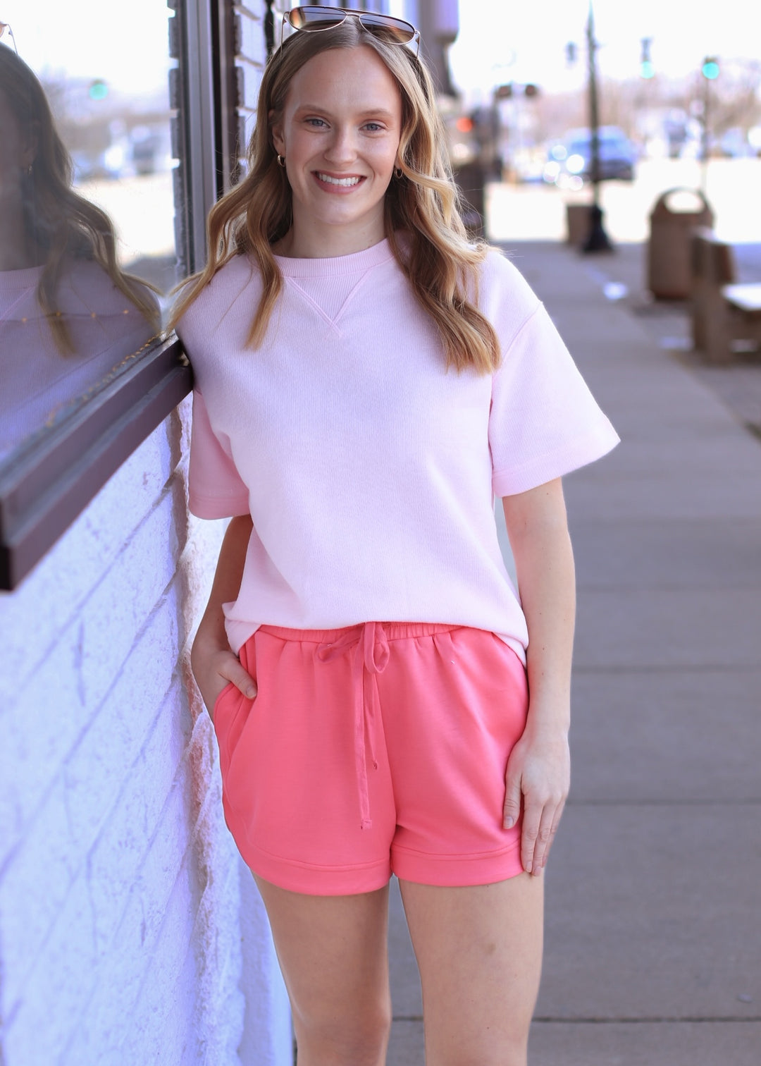 Elasticized Waist Loose Shorts in Taffy