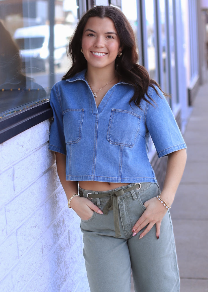 The Laurel Denim Woven Skort