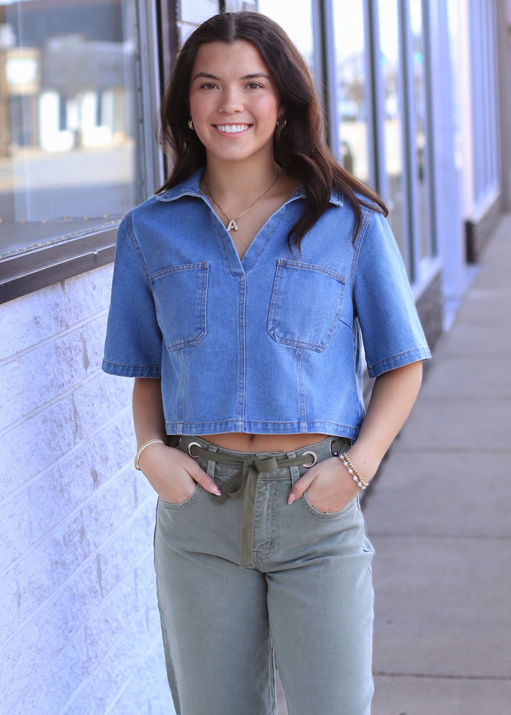 The Laurel Denim Woven Skort