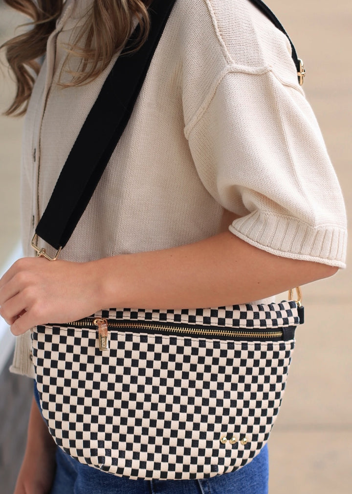Westlyn Woven Bum Bag in Checkered Black