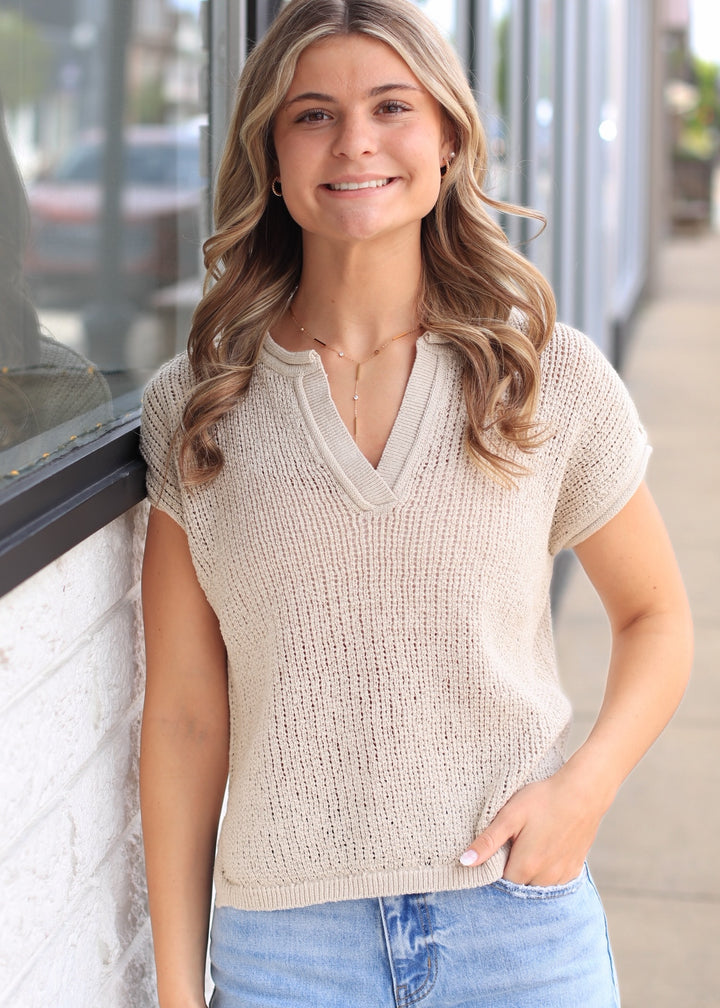 RESTOCK The Airy Knit Top in Natural