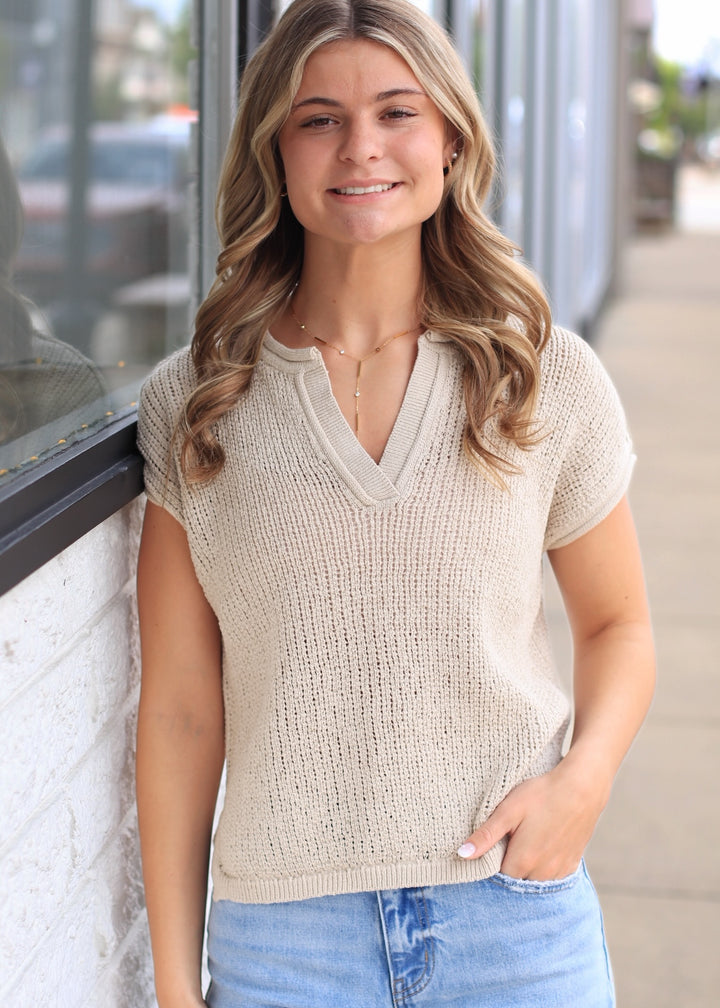 RESTOCK The Airy Knit Top in Natural