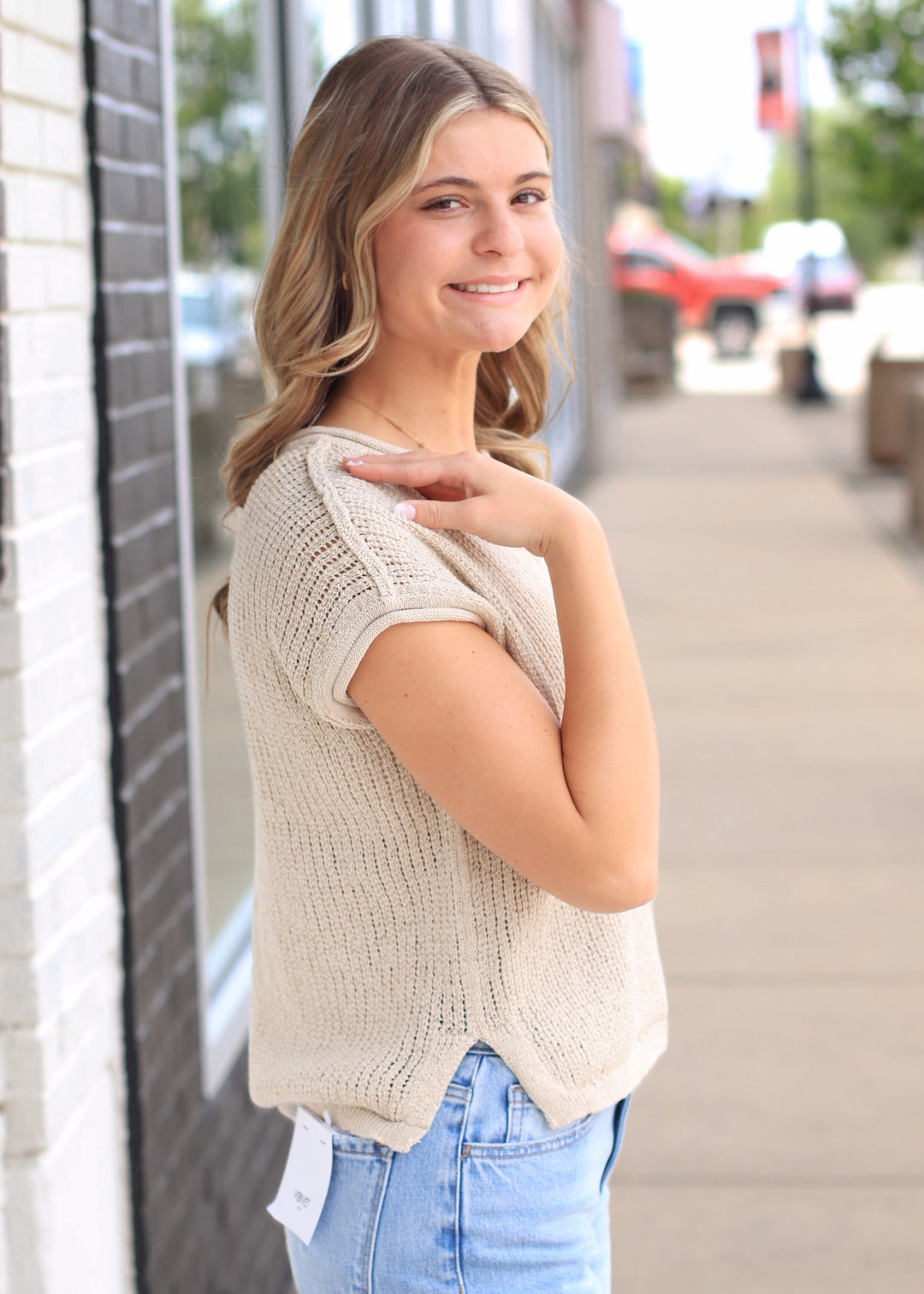 RESTOCK The Airy Knit Top in Natural
