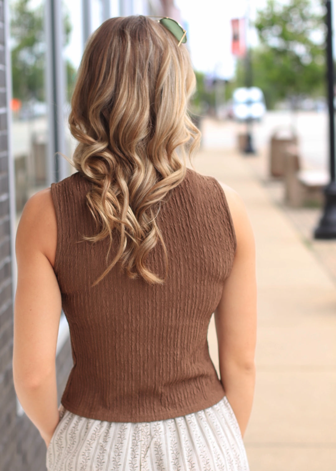 The Oakridge Textured Knit Top in Brown