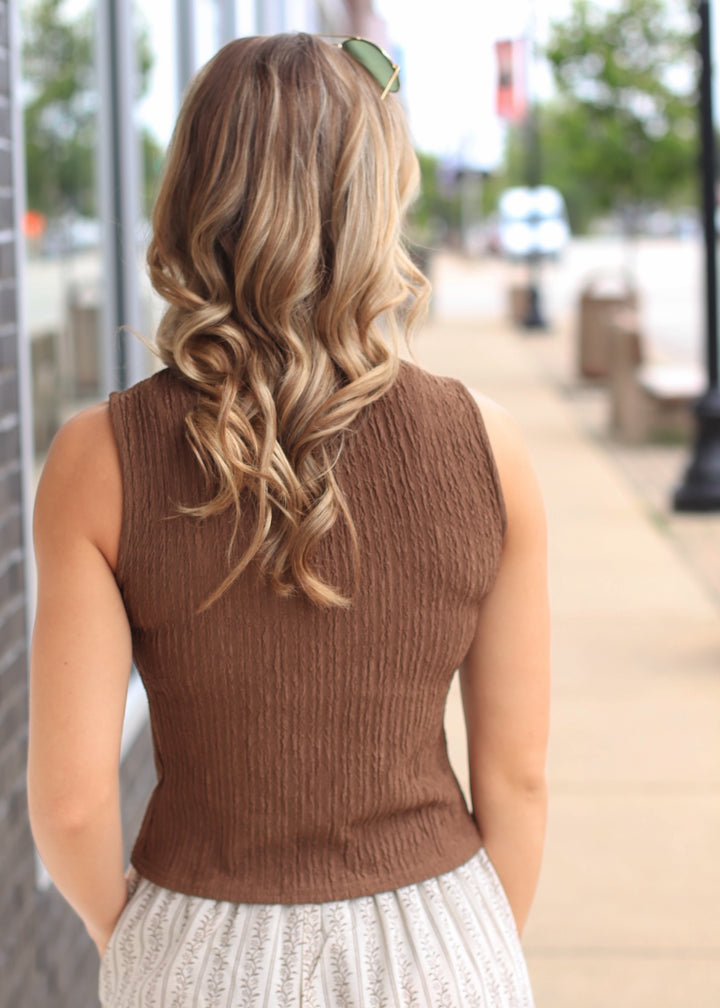 The Oakridge Textured Knit Top in Brown
