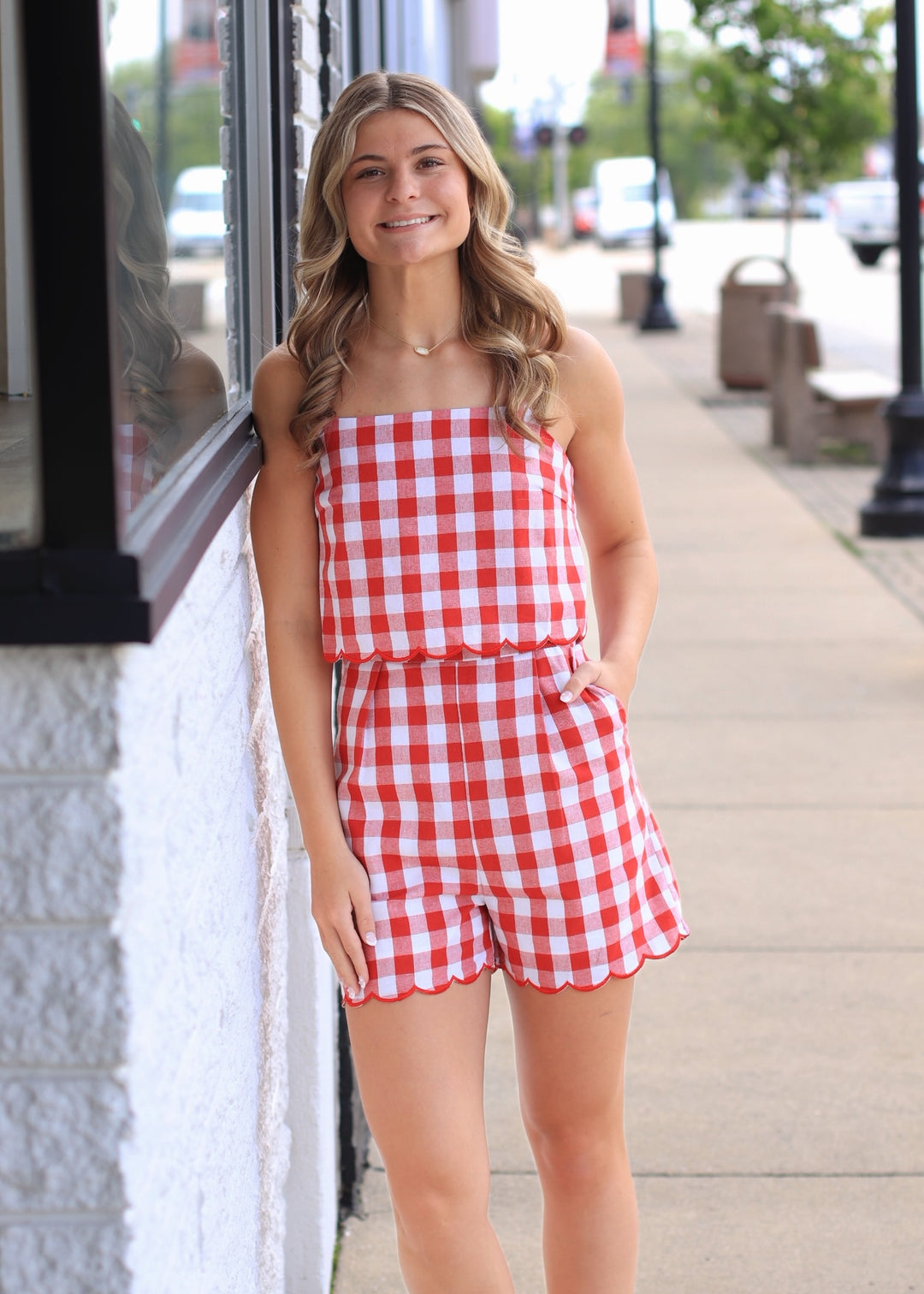 The Firecracker Gingham Romper