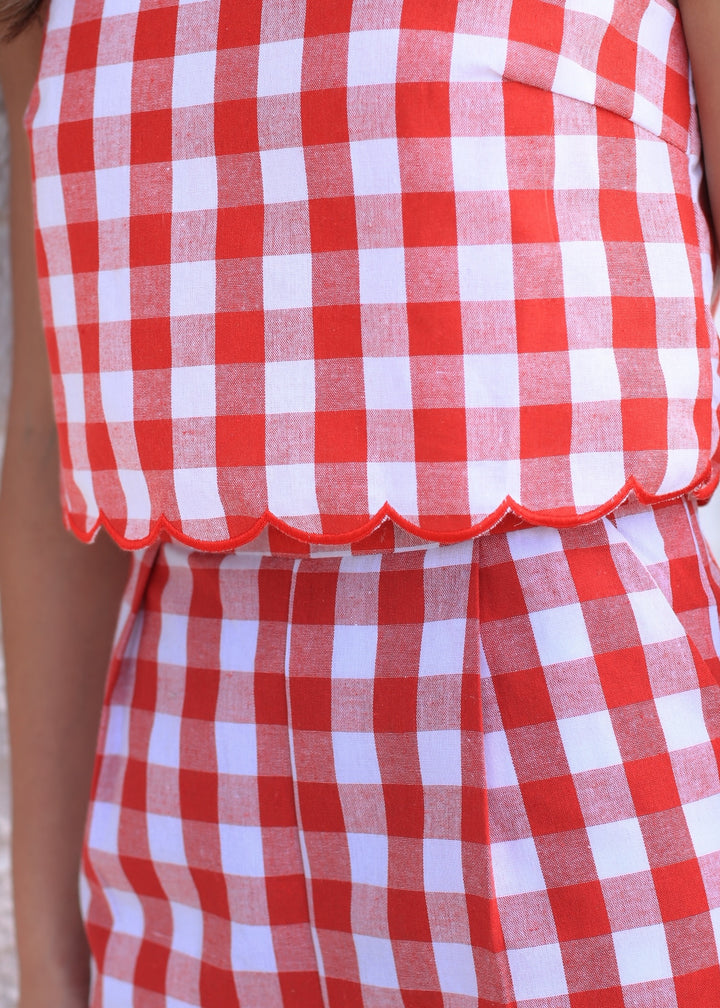 The Firecracker Gingham Romper