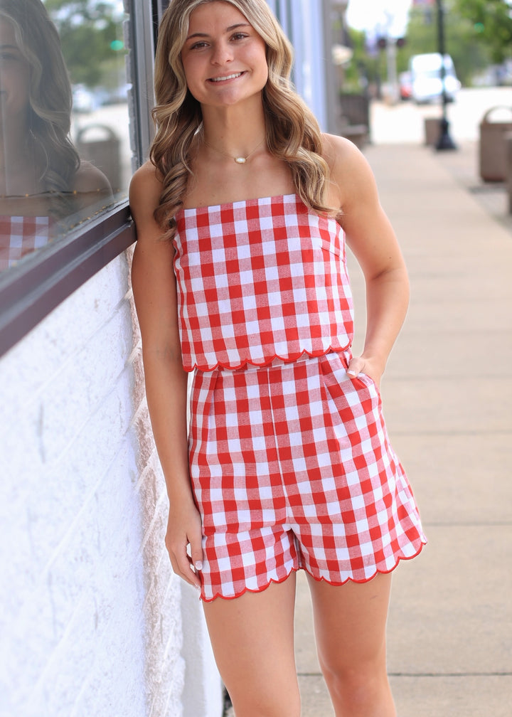 The Firecracker Gingham Romper