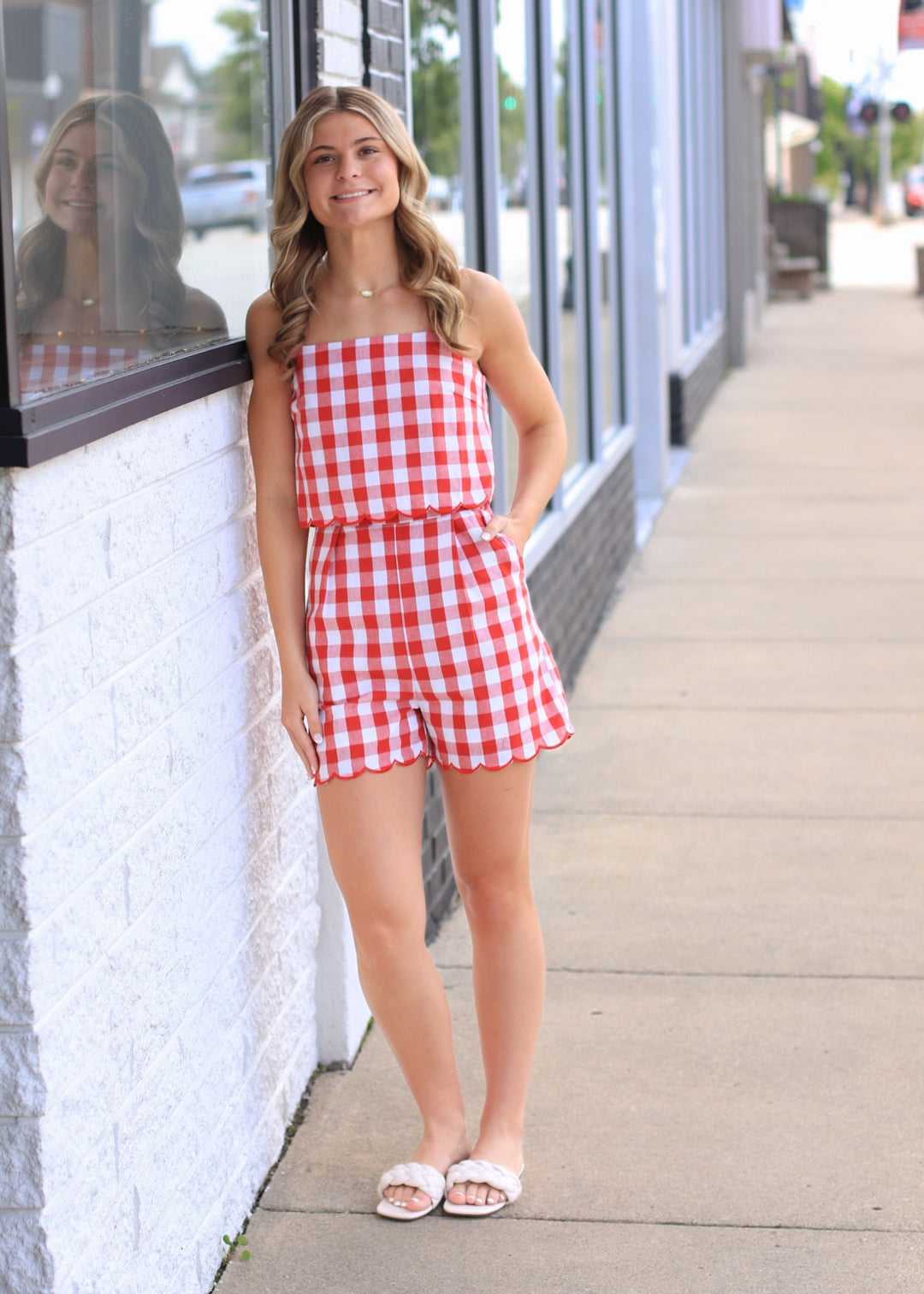 The Firecracker Gingham Romper