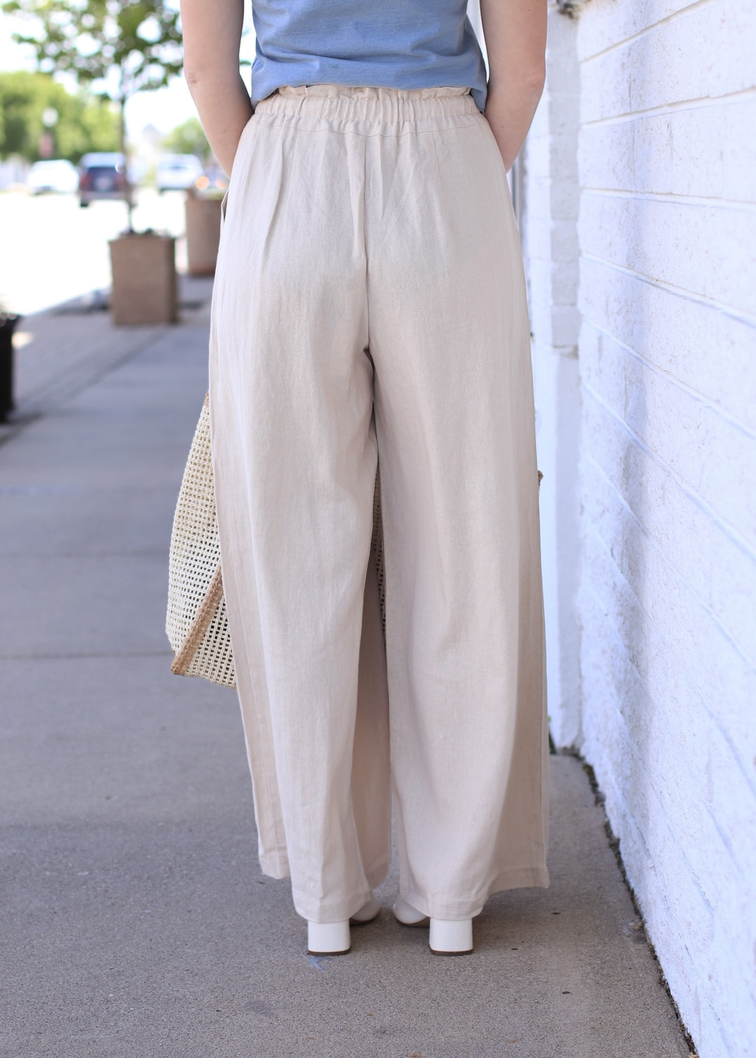 Cinched Waist Cascading Pleated Pants