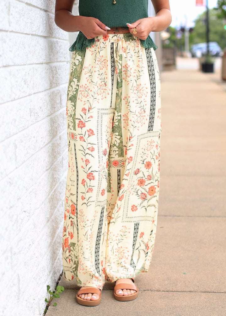Patchwork Floral Wide-Leg Pants