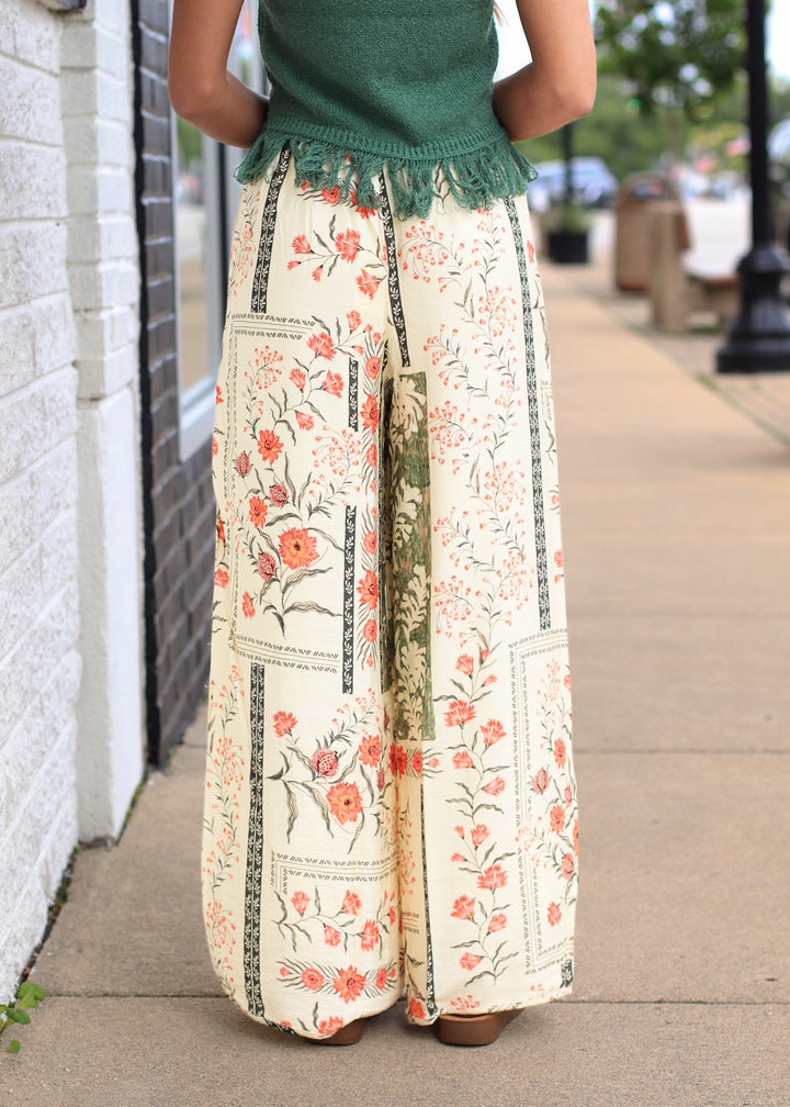 Patchwork Floral Wide-Leg Pants