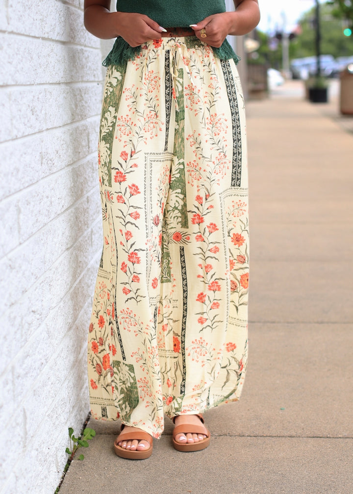 Patchwork Floral Wide-Leg Pants