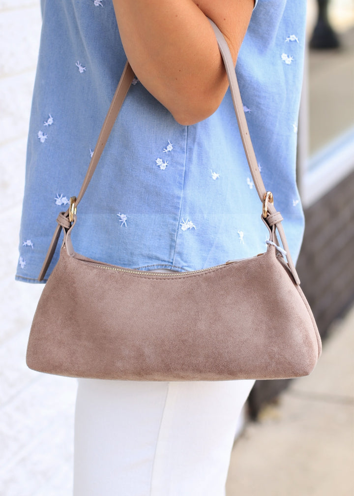 Faux Suede Shoulder Bag