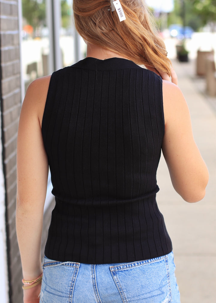 The Monroe Sweater Tank in Black