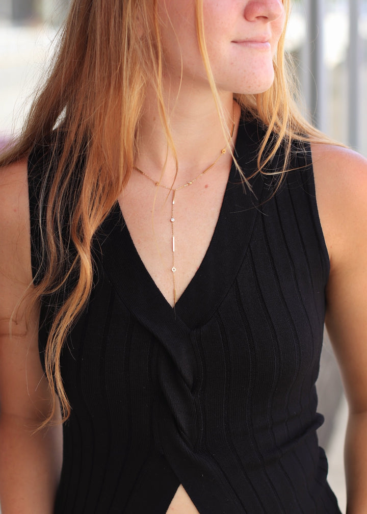The Monroe Sweater Tank in Black