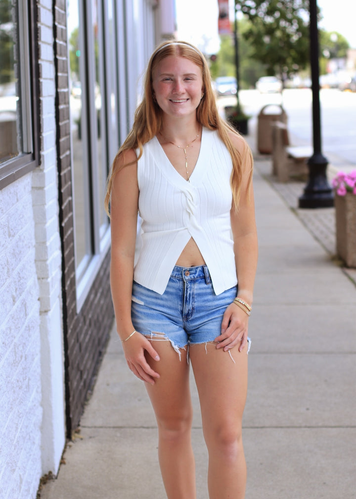 The Monroe Sweater Tank in Ivory