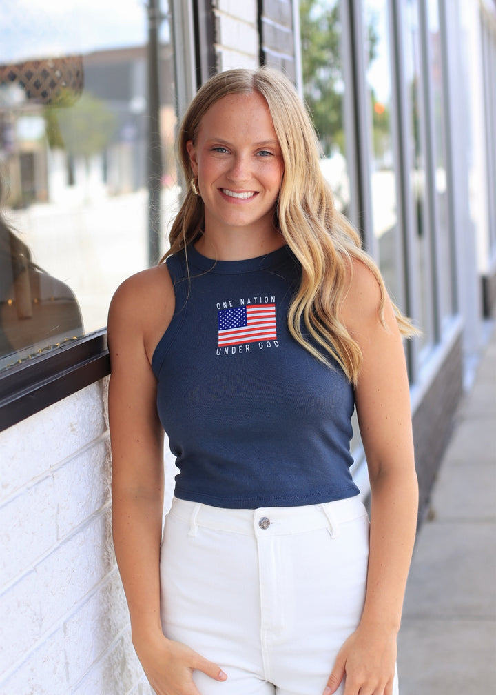 American Flag 4th of July Racer Tank in HG