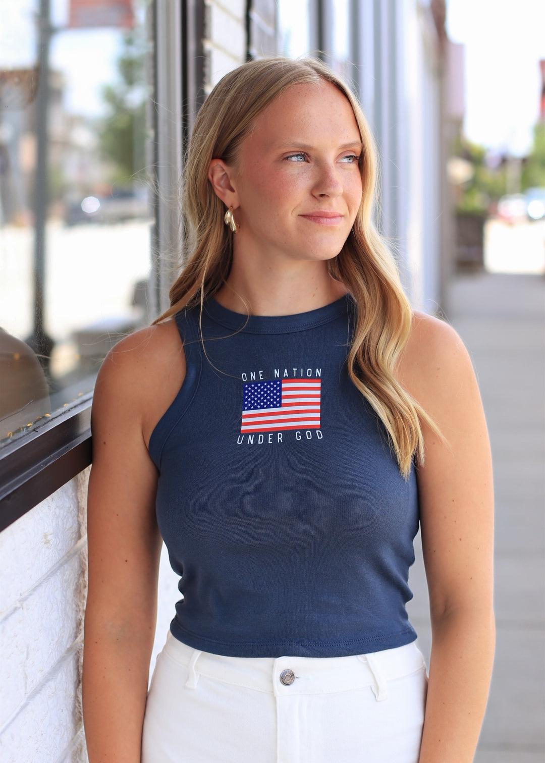 American Flag 4th of July Racer Tank in HG