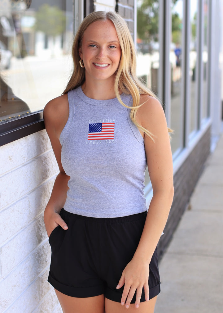 American Flag 4th of July Racer Tank in HG