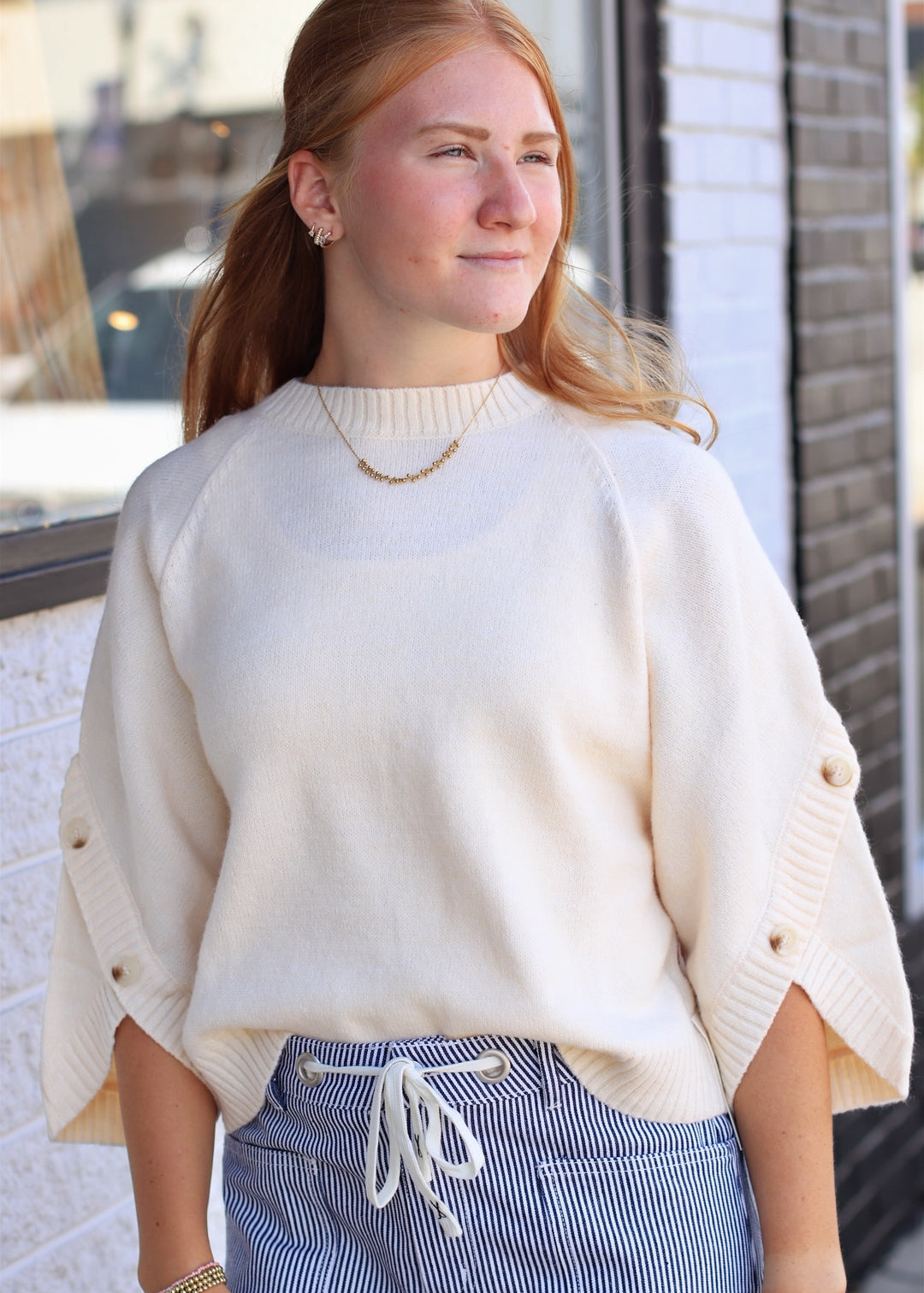 The Sutton Button Sleeve Sweater