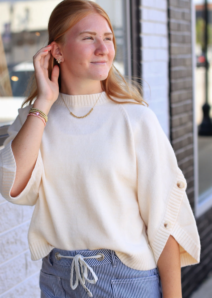The Sutton Button Sleeve Sweater