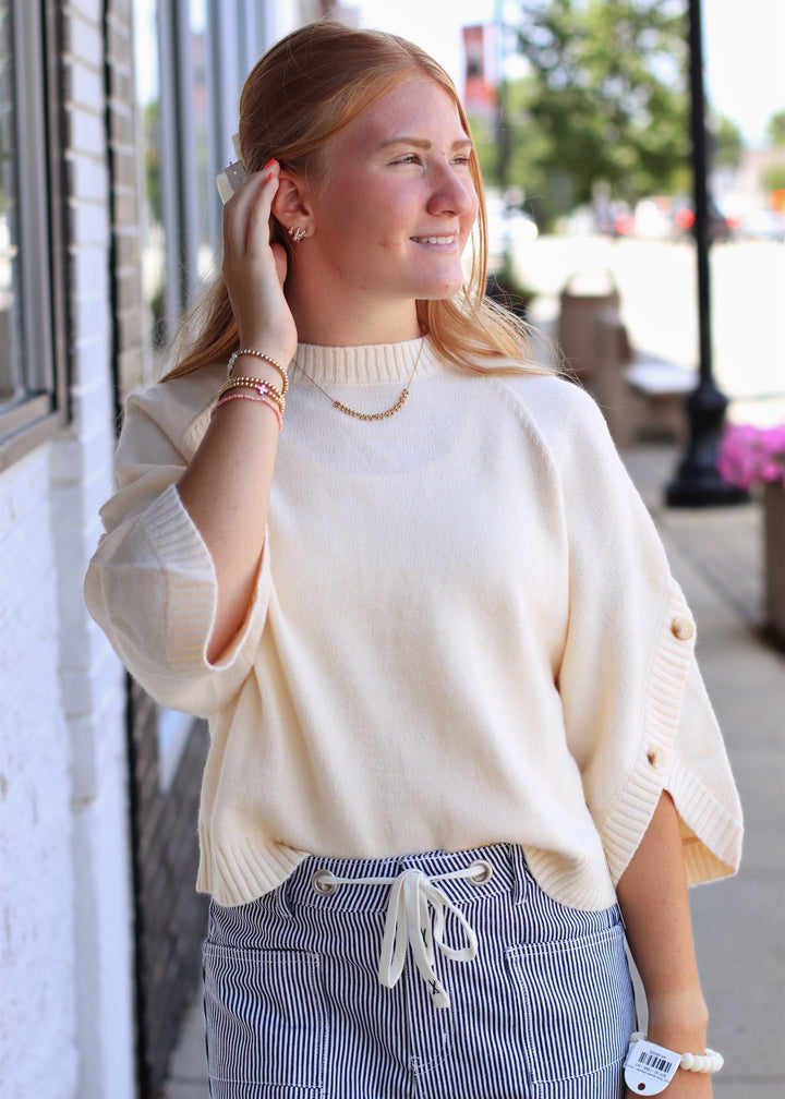 The Sutton Button Sleeve Sweater