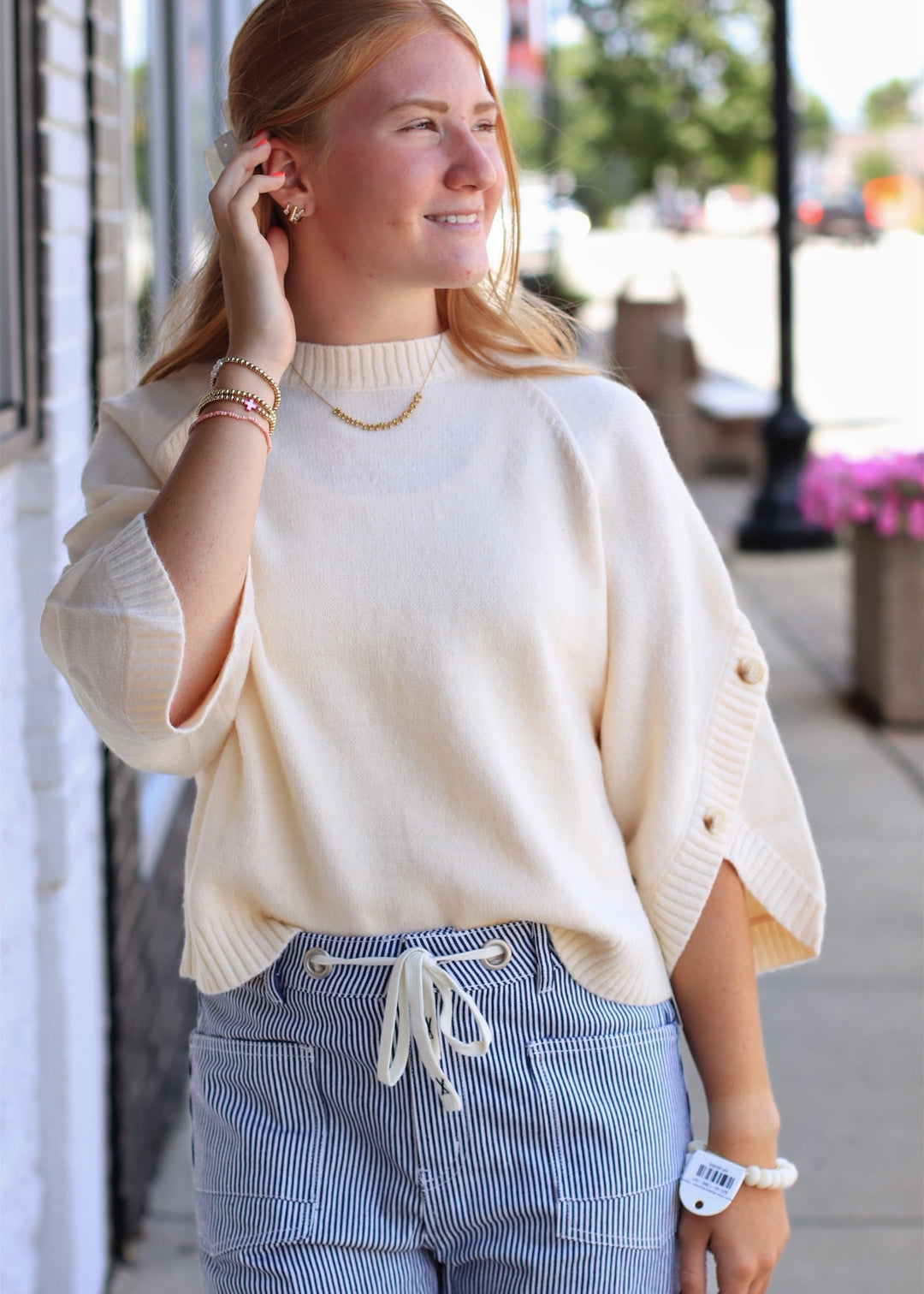 The Sutton Button Sleeve Sweater