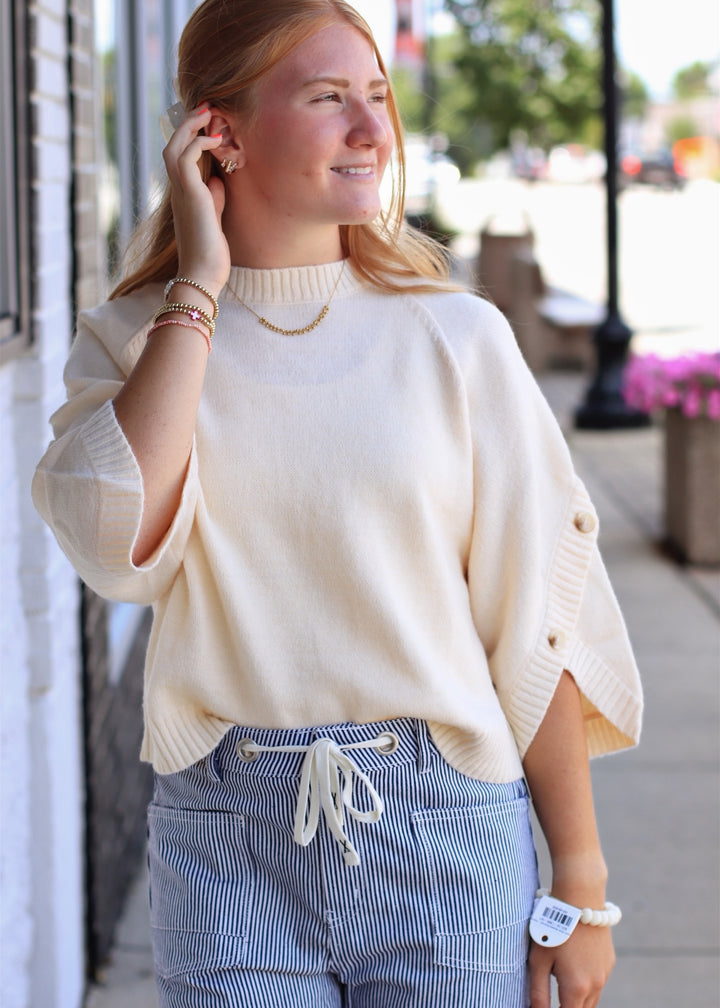 The Sutton Button Sleeve Sweater