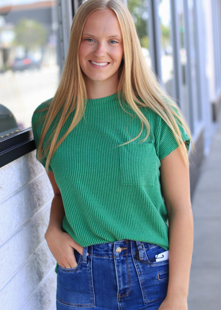 Solid Ribbed Top With Pockets in Gucci