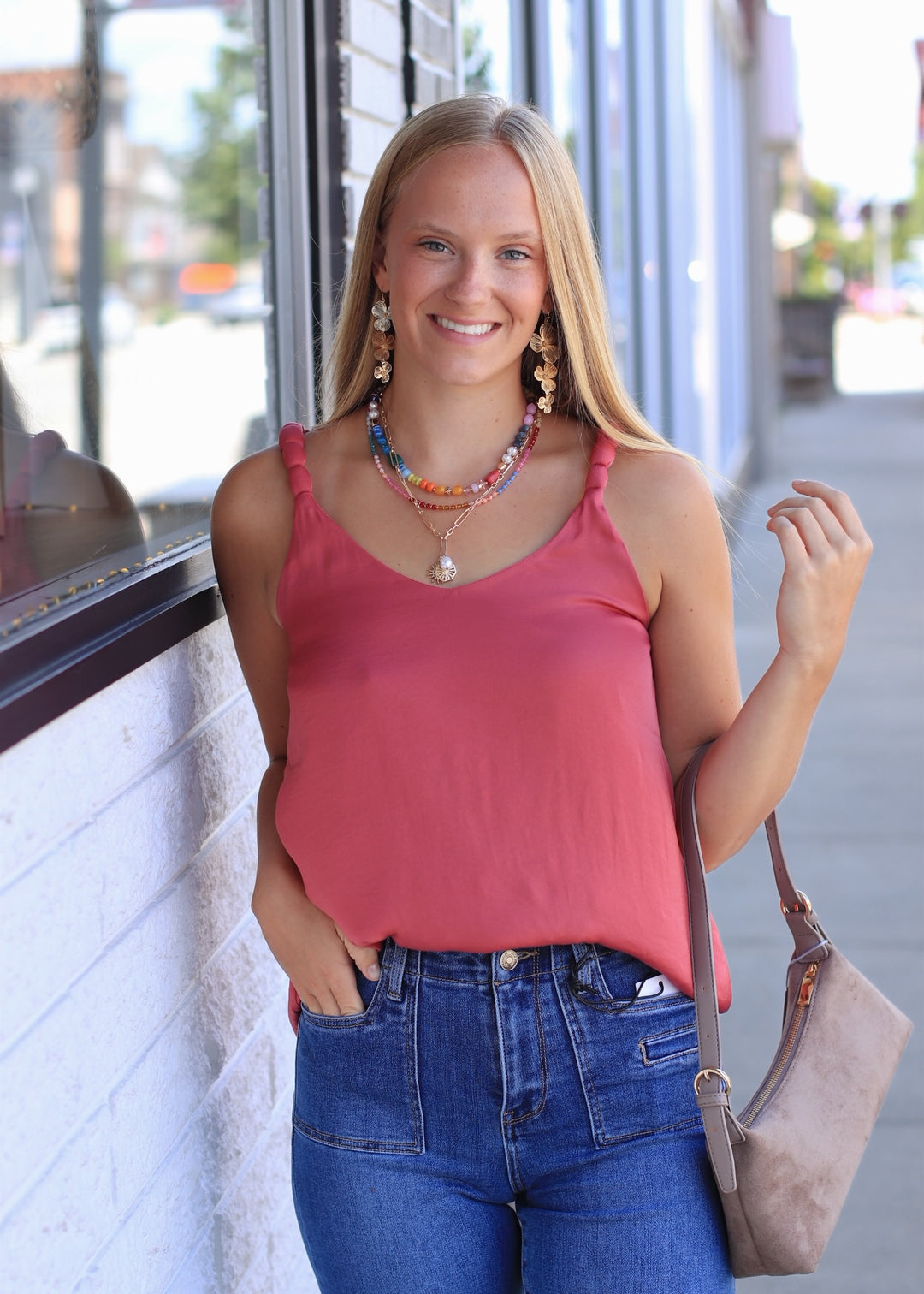 Braided Strap V-neck Tank Top