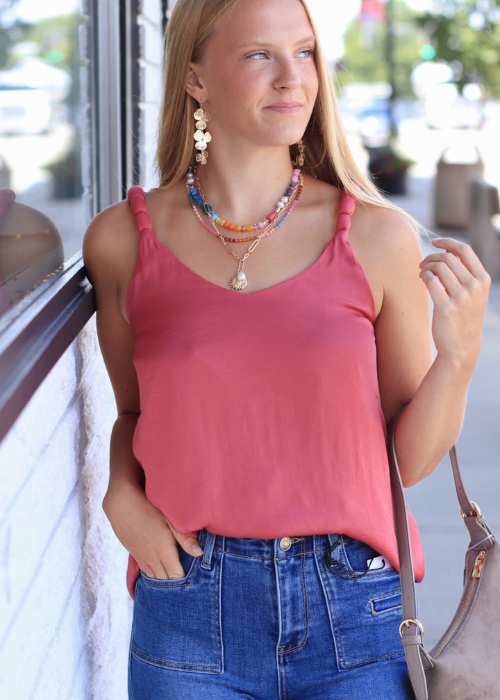 Braided Strap V-neck Tank Top