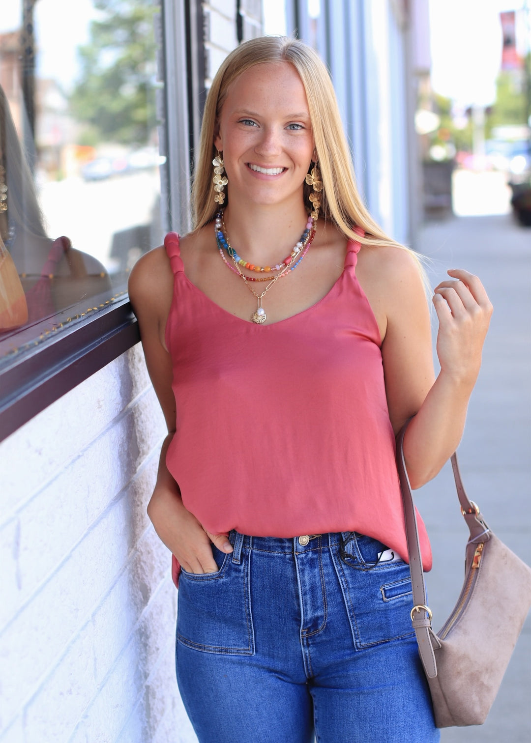 Braided Strap V-neck Tank Top