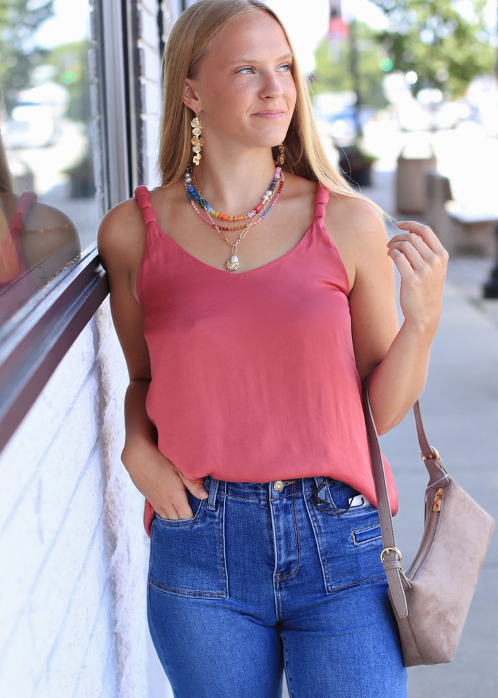 Braided Strap V-neck Tank Top