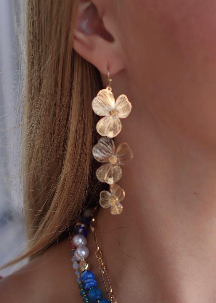 Delicate Laser Cut 3D Floral Filigree Drop Earrings