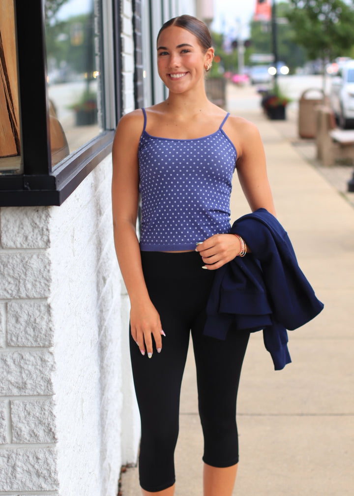 Polka Dot Strap Cami in Crown Blue
