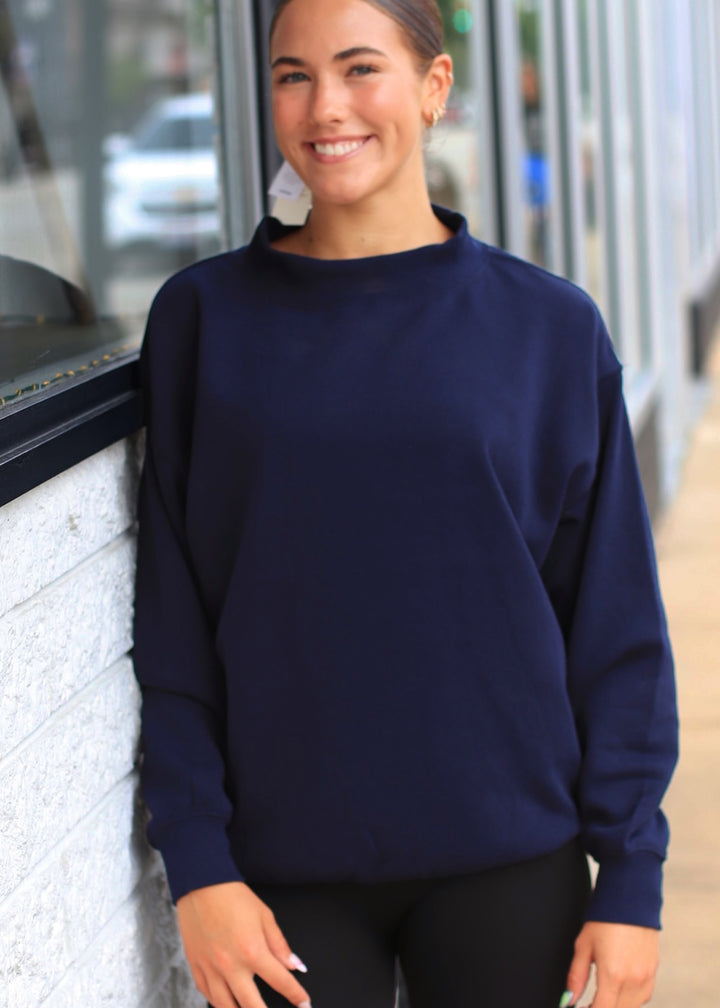 The Lake House Mockneck Sweatshirt in Deep Navy