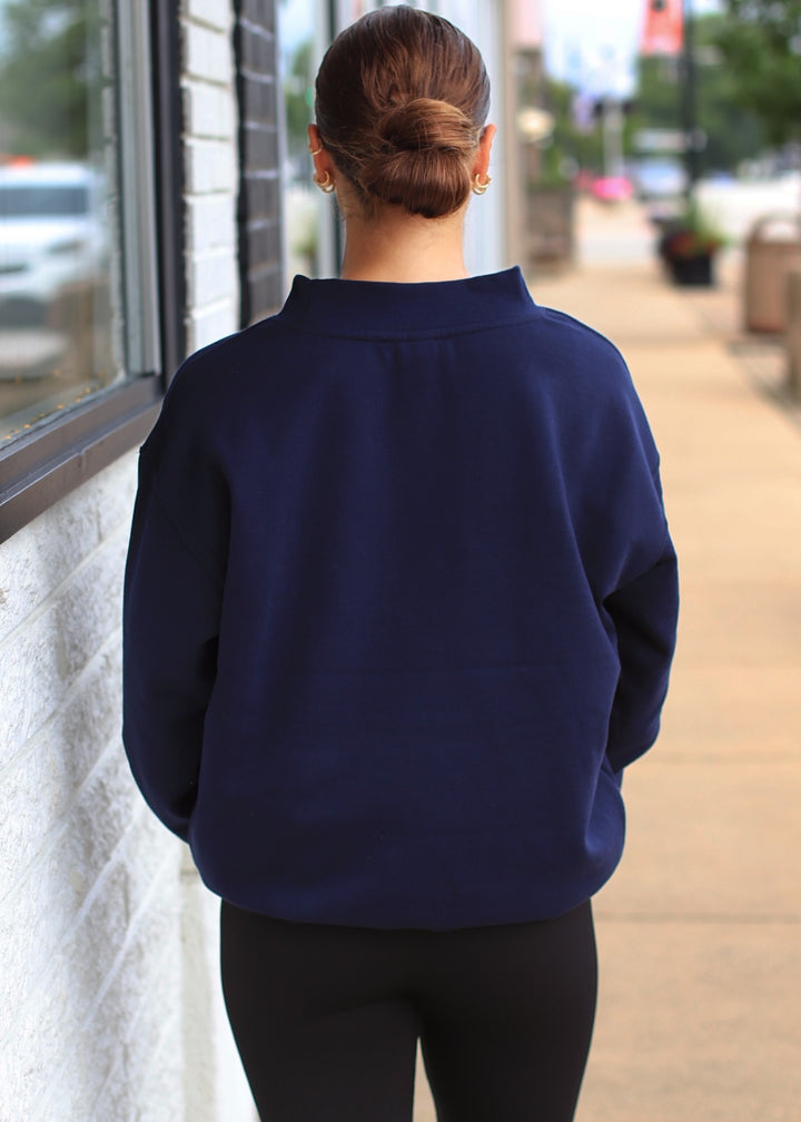 The Lake House Mockneck Sweatshirt in Deep Navy