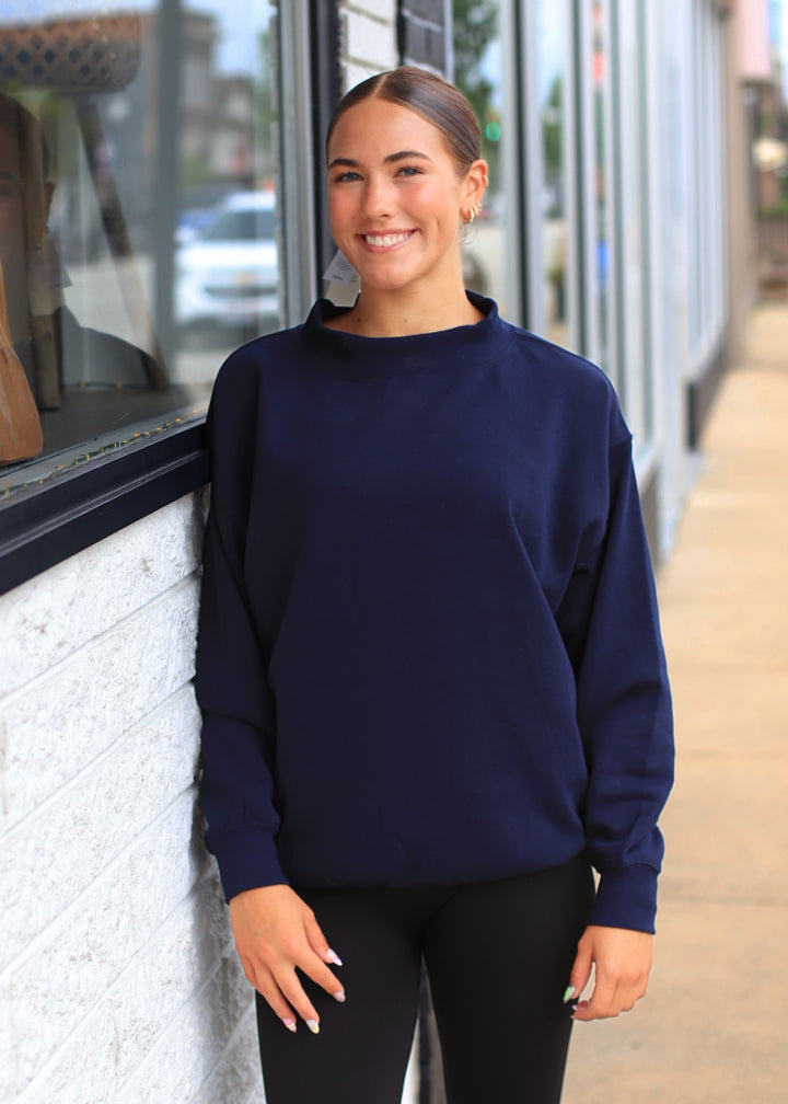 The Lake House Mockneck Sweatshirt in Deep Navy