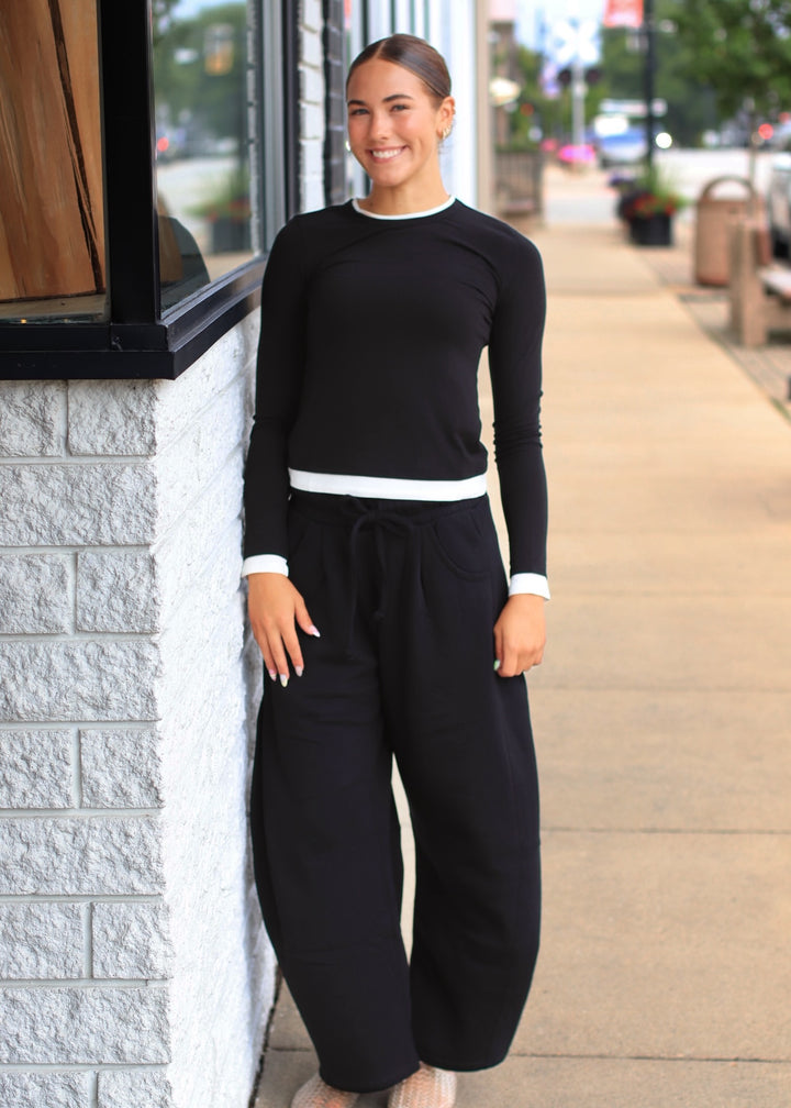 RESTOCK The Downtown Barrel Sweatpants in Black