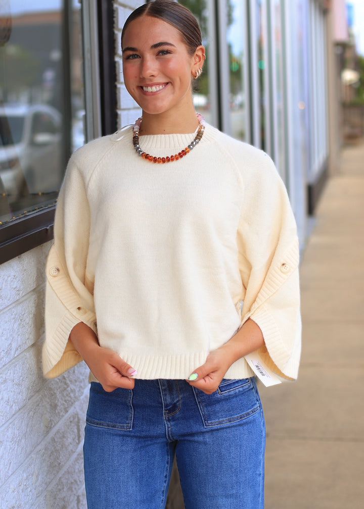 The Sutton Button Sleeve Sweater