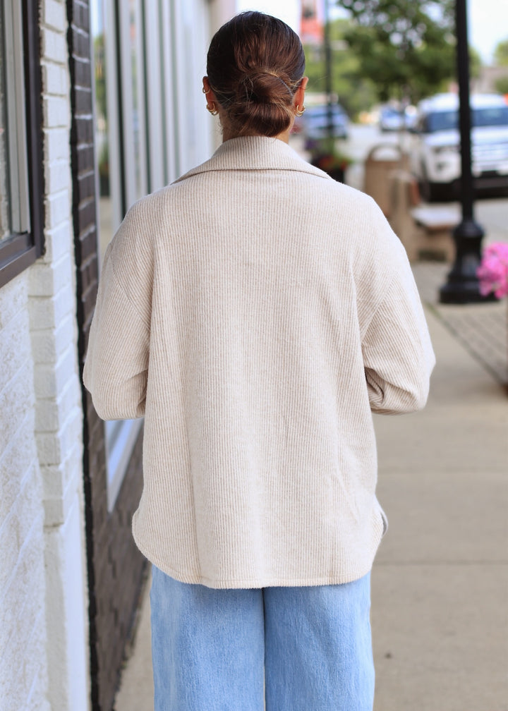 RESTOCK Fall Season Two Tone Shacket in Oatmeal
