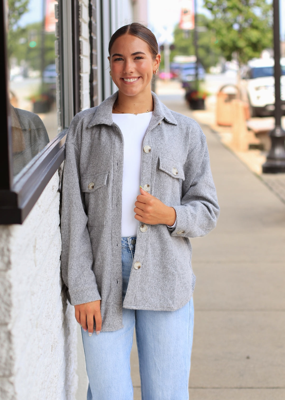 RESTOCK Fall Season Two Tone Shacket in Heather Grey