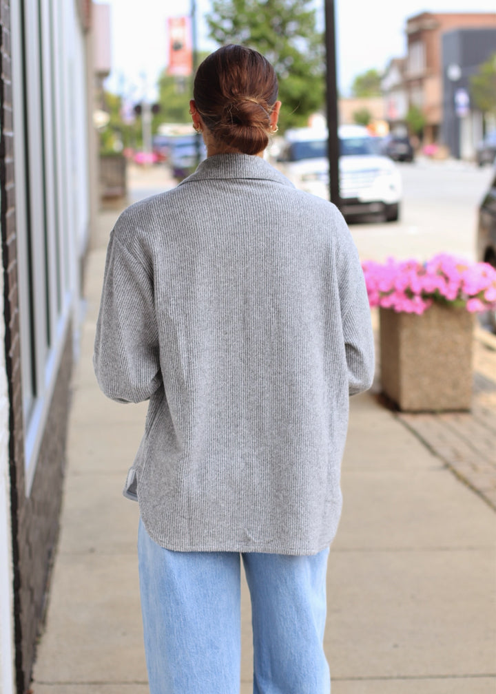 RESTOCK Fall Season Two Tone Shacket in Heather Grey