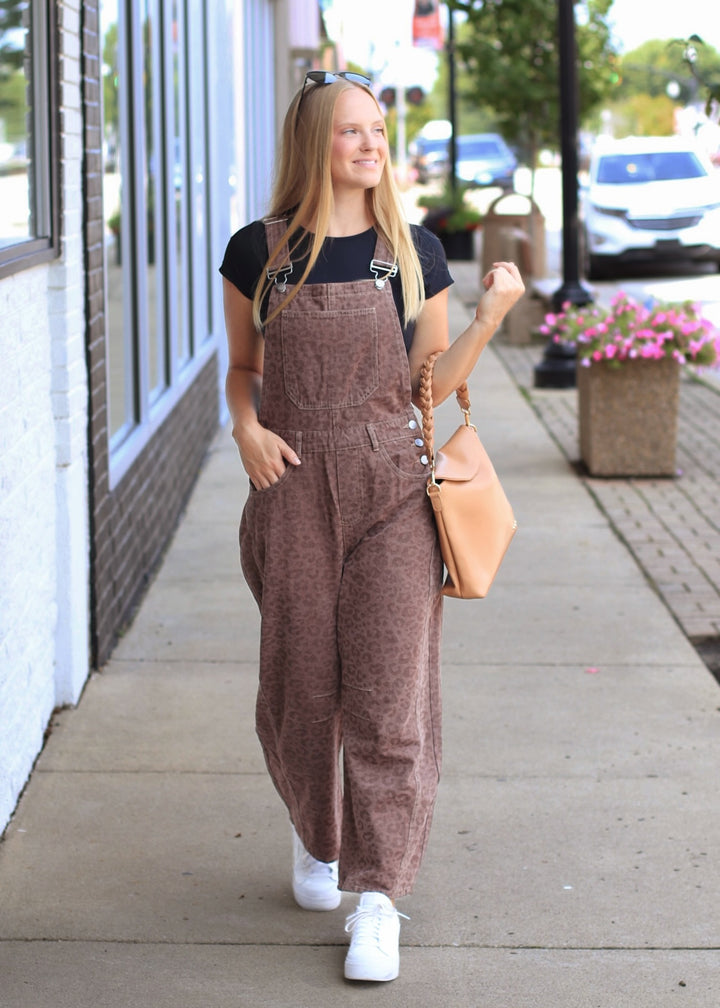 Leopard Barrel Overalls