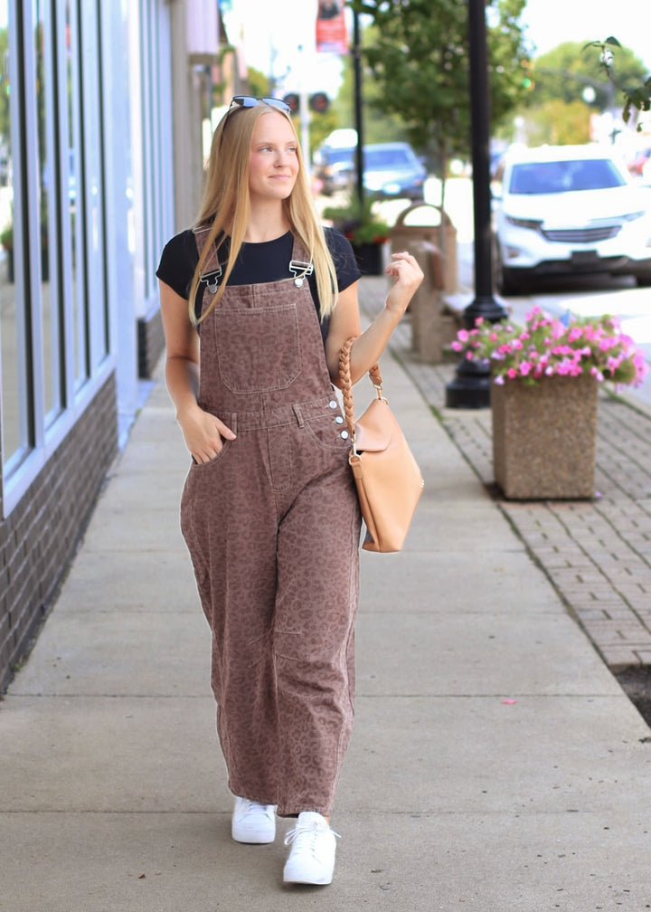 Leopard Barrel Overalls