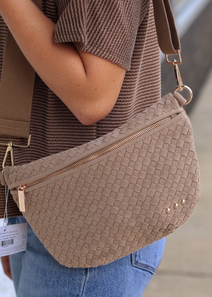 Suede Taupe Westlyn Woven Bum Bag