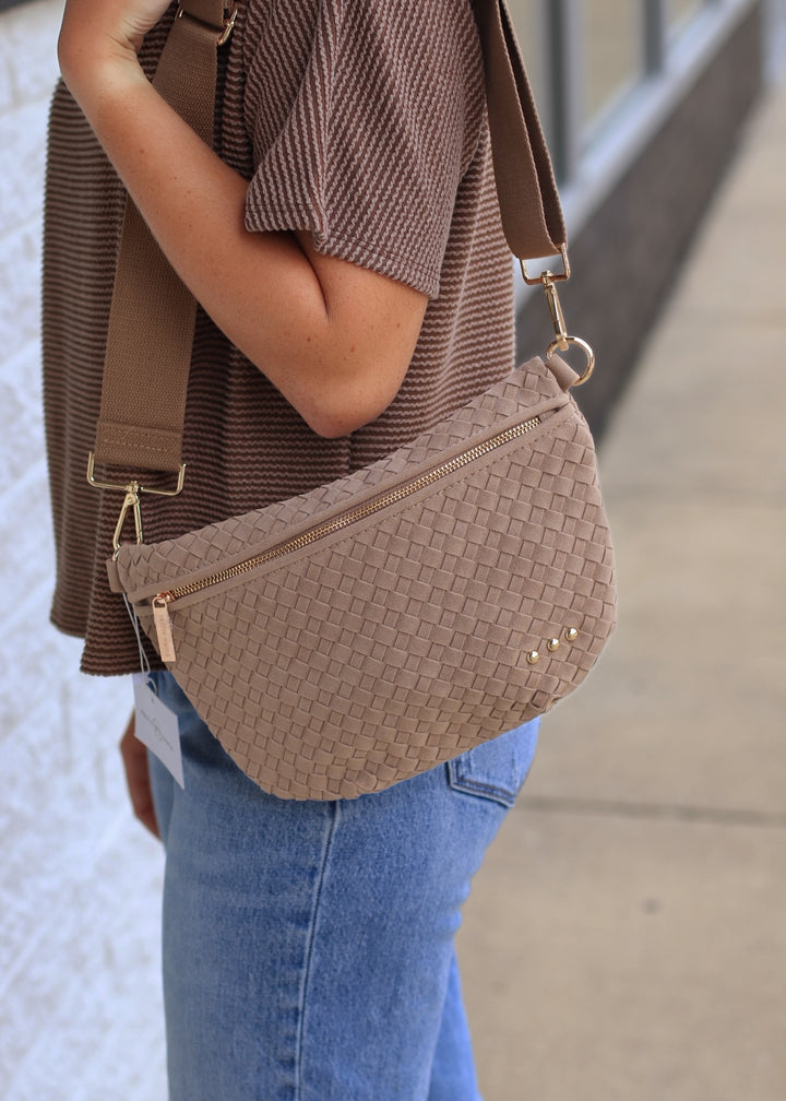 Suede Taupe Westlyn Woven Bum Bag
