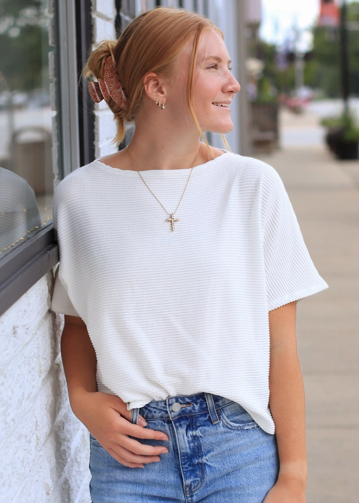 The Off White Ribbed Top